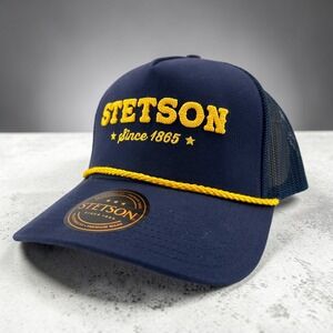 Stetson Lasso‎ Rope Trucker Hat Navy Blue Western Adjustable Snapback Cap NEW